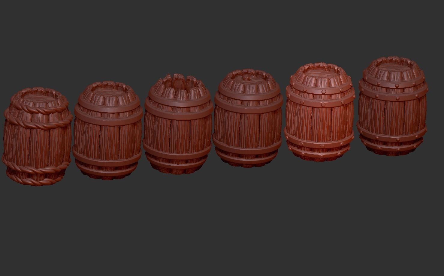 Medieval barrels pack 3D print model_15