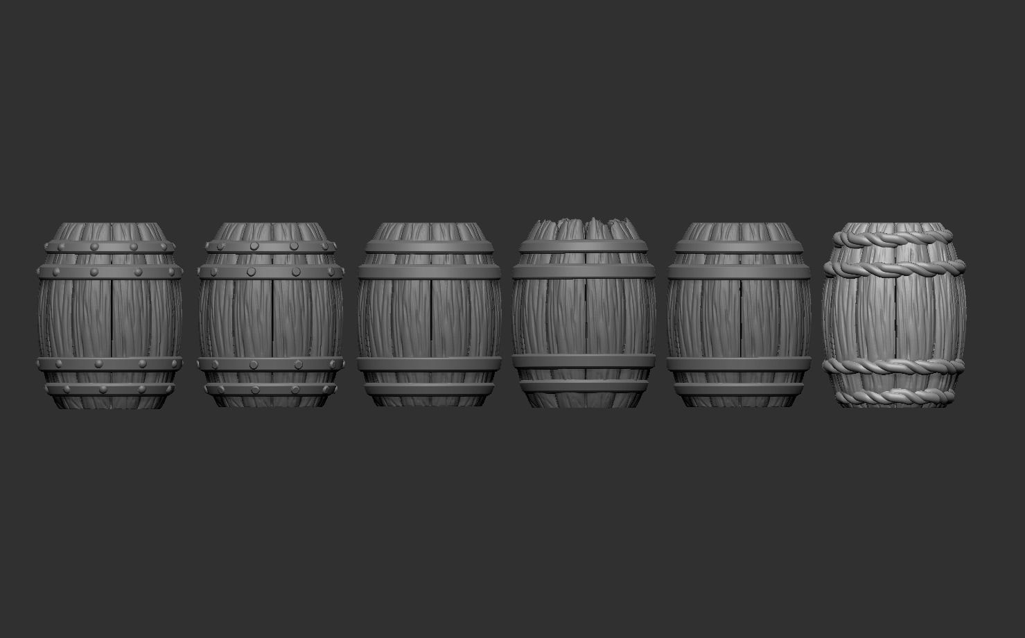 Medieval barrels pack 3D print model_5