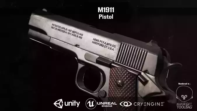 M1911 pistol Low-poly 3D model