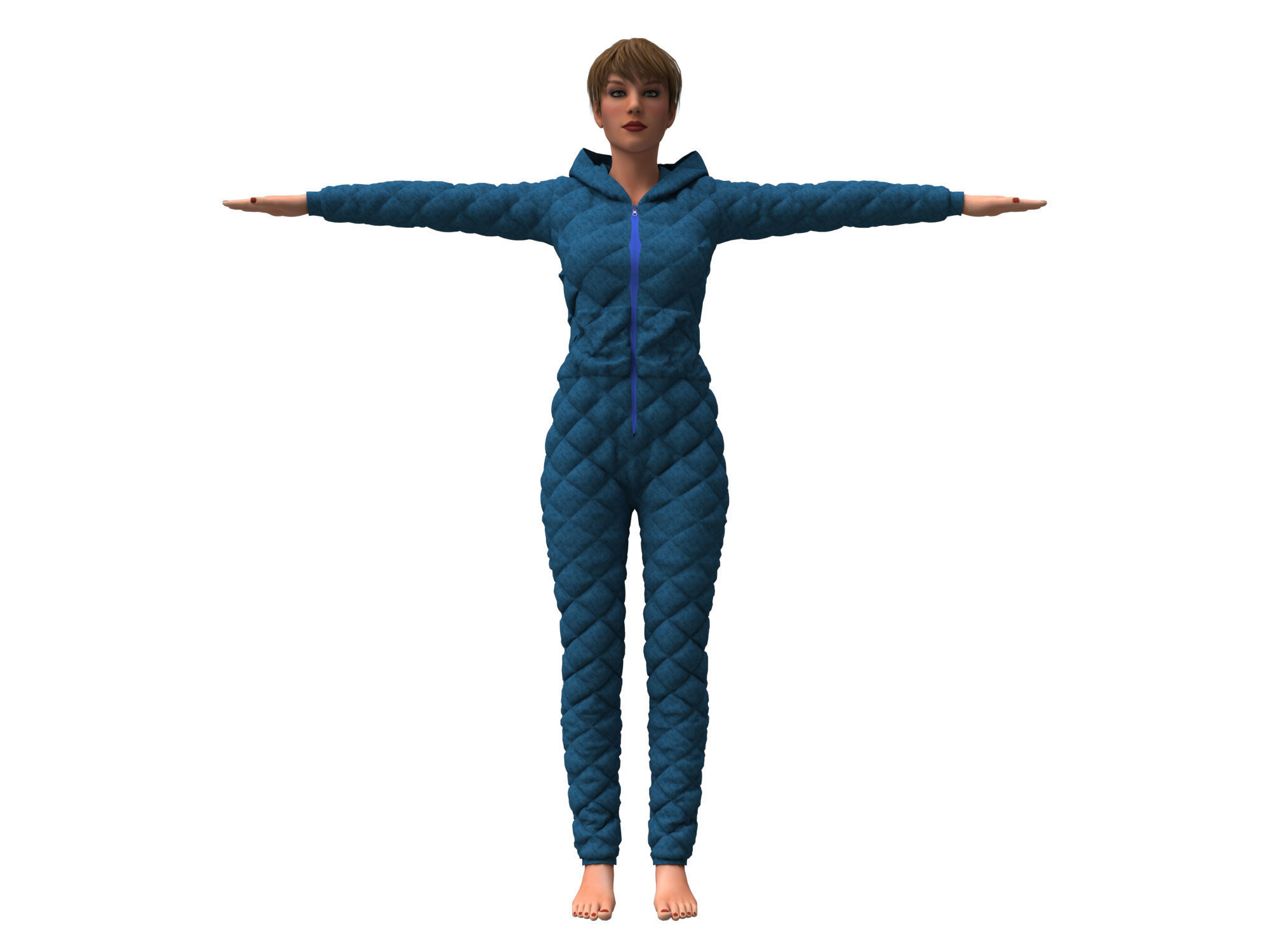 womens overalls 3D model_2