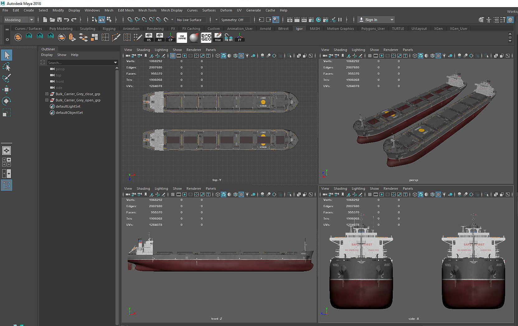 Bulk carrier grey  3D model_20