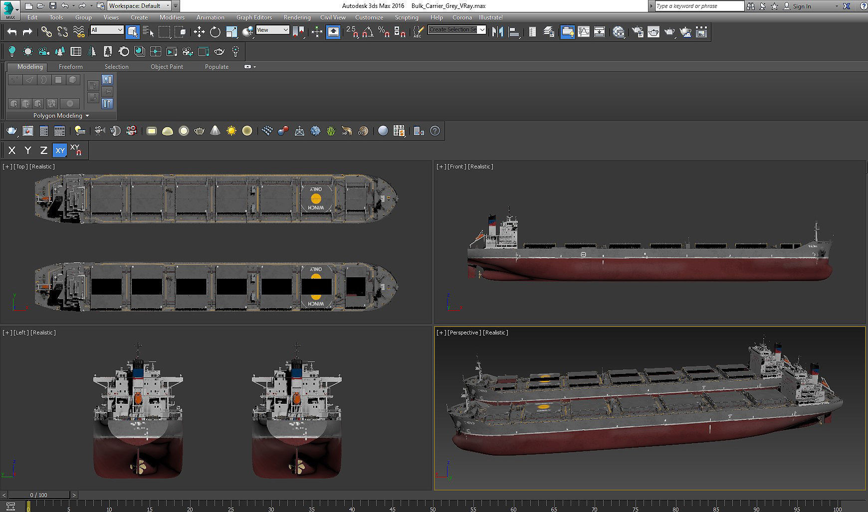 Bulk carrier grey  3D model_19