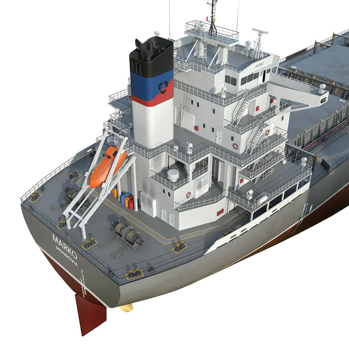 Bulk carrier grey  3D model_7