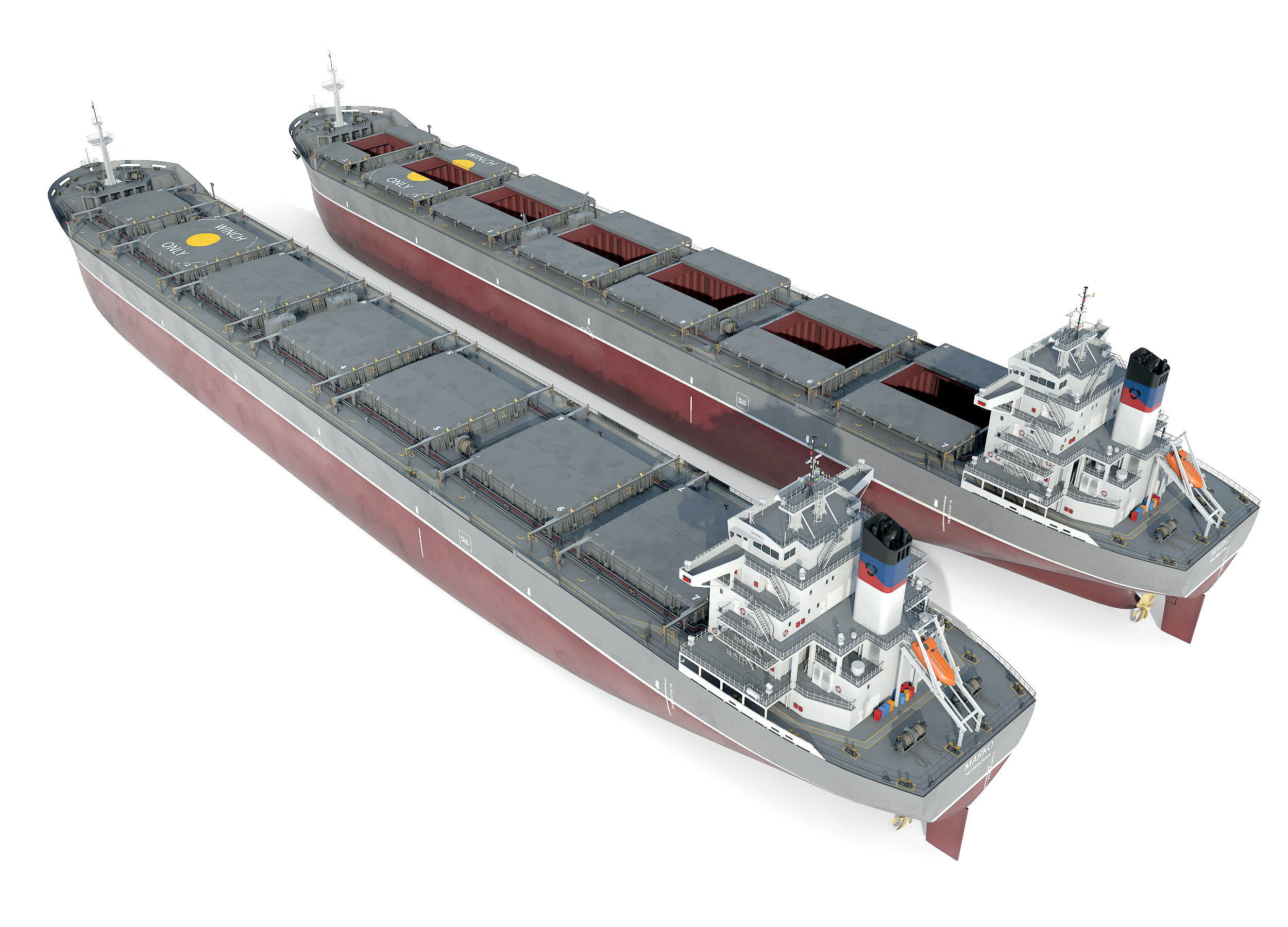 Bulk carrier grey  3D model_10