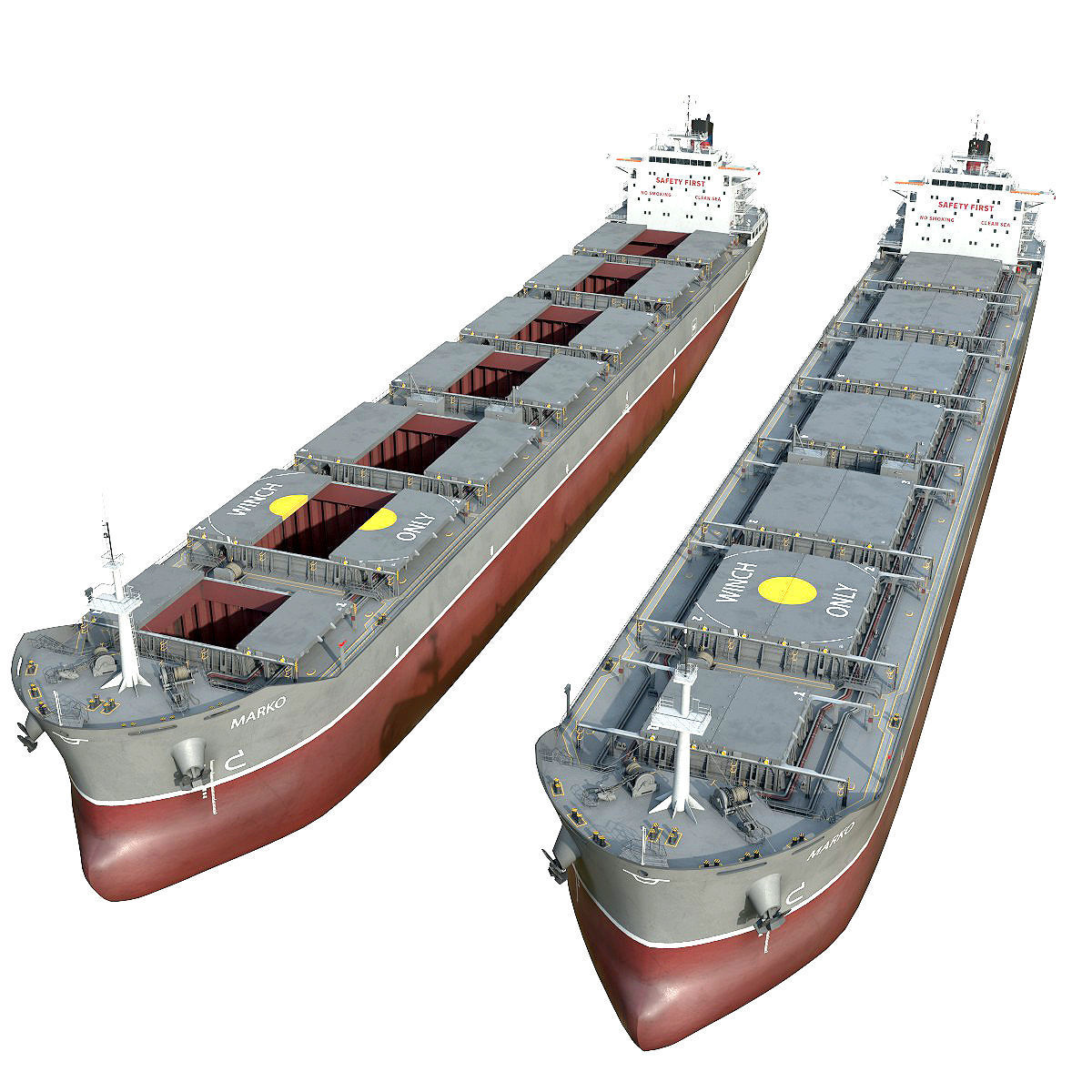 Bulk carrier grey  3D model_8