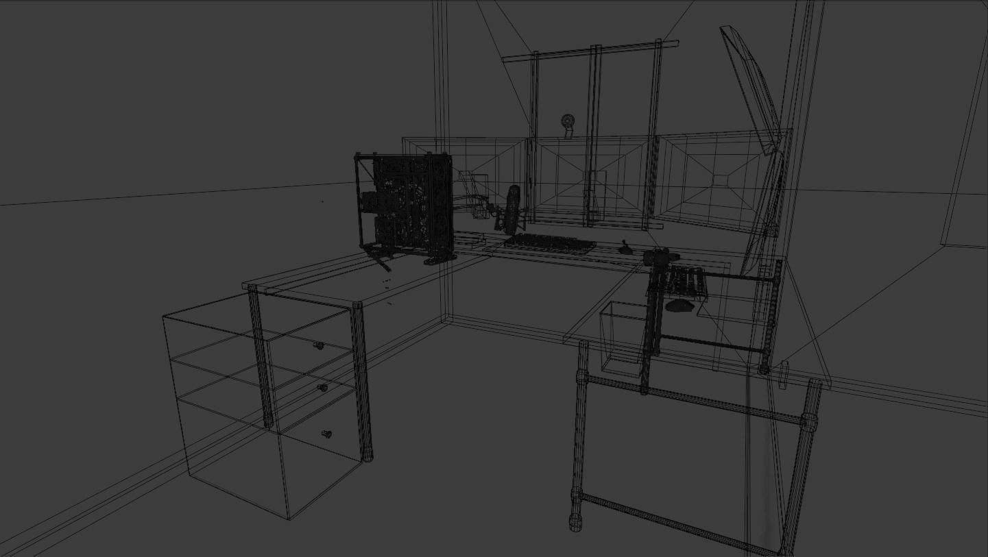 Red Modern Gaming Setup 3D model_5