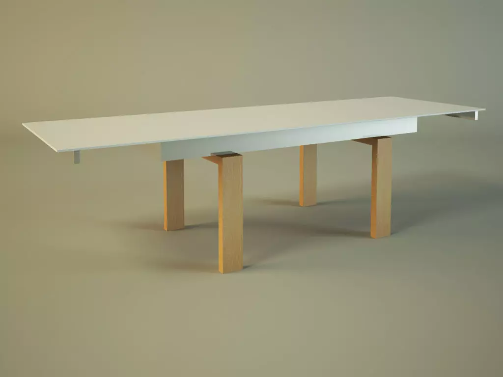 Table with wooden legs 3D model_0