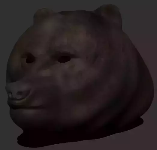 Bear 3D model head with eyes