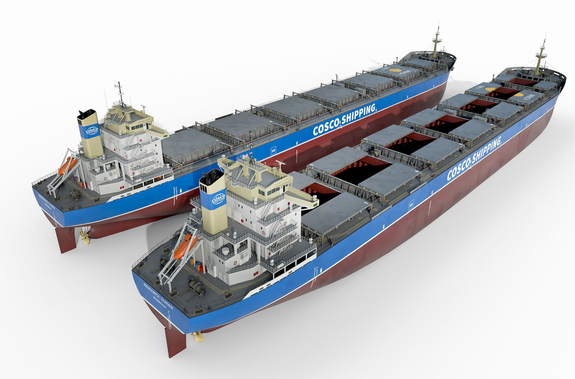 Bulk carrier  with holds and reservoirs 3D model_13