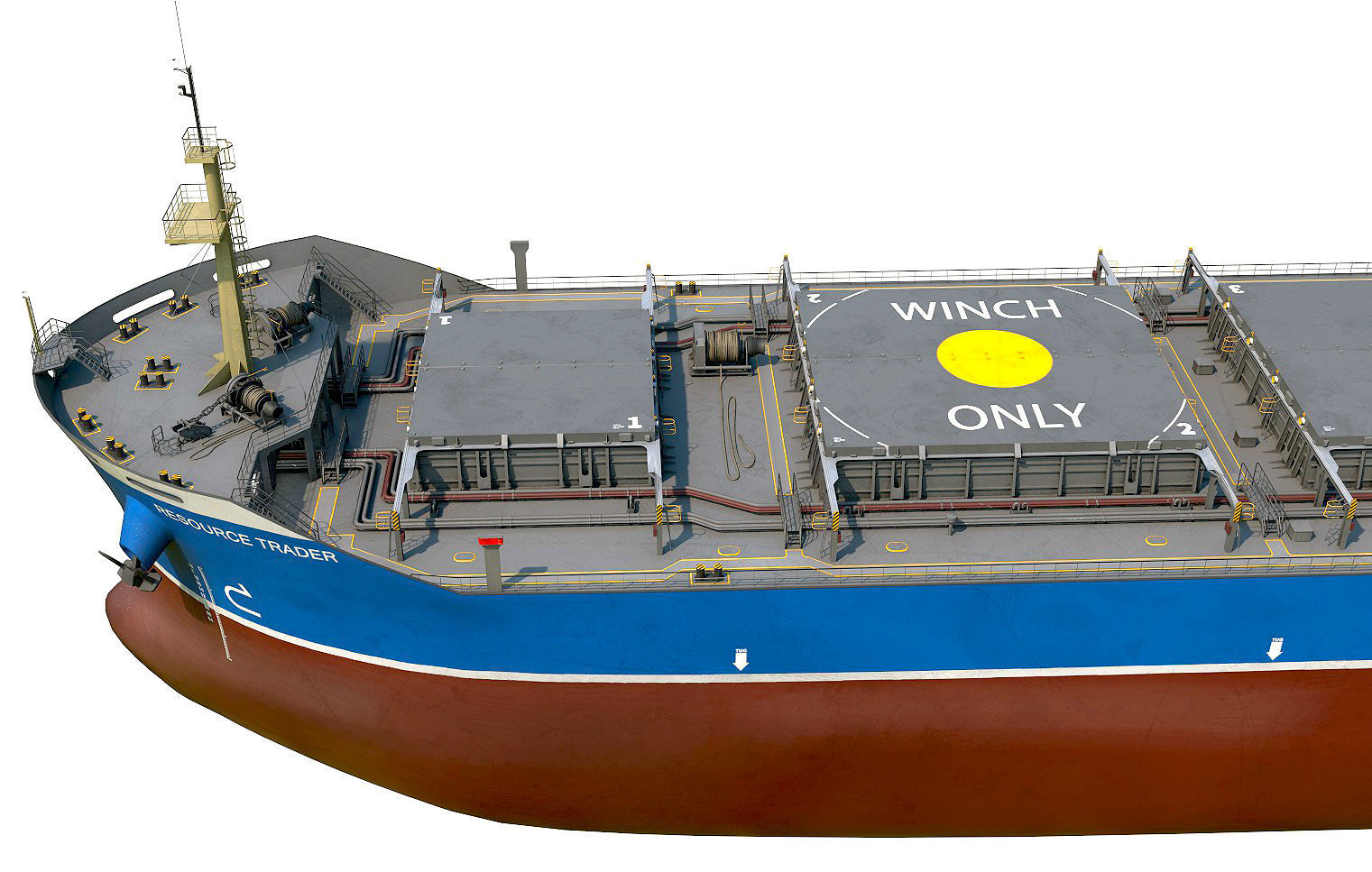 Bulk carrier  with holds and reservoirs 3D model_8