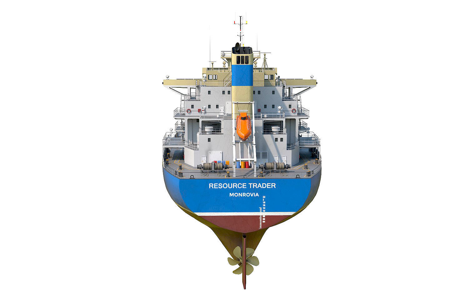 Bulk carrier  with holds and reservoirs 3D model_16