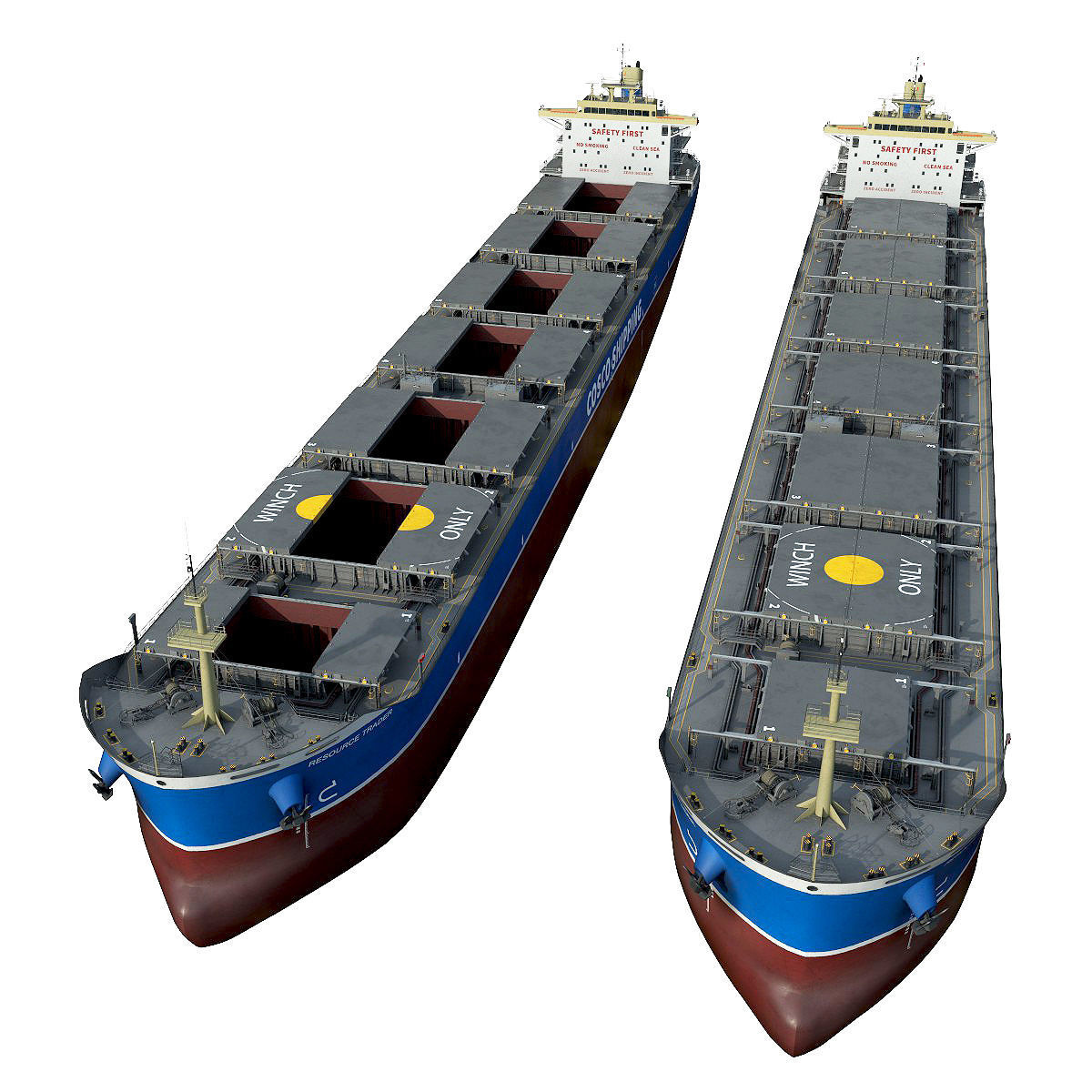 Bulk carrier  with holds and reservoirs 3D model_3
