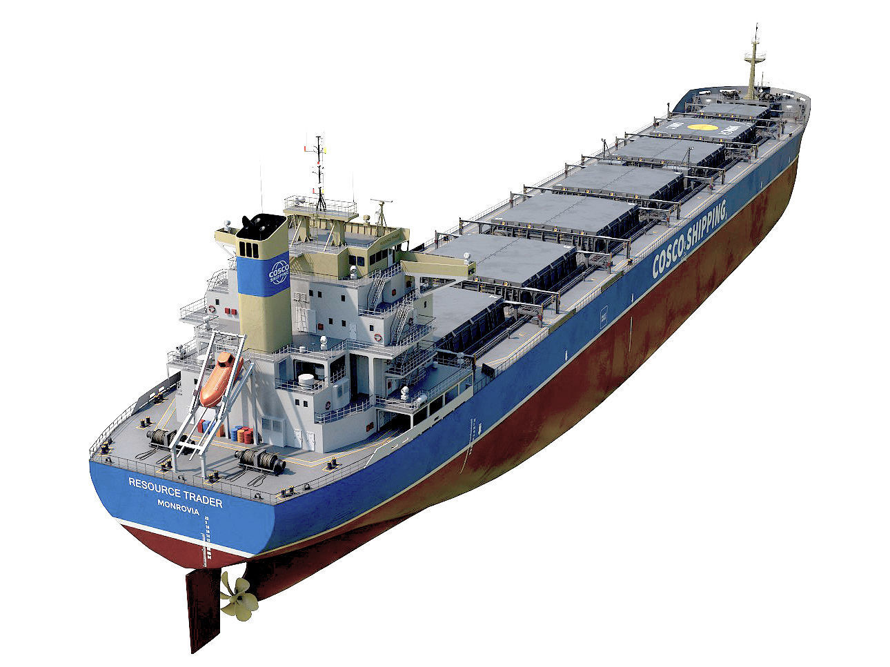 Bulk carrier  with holds and reservoirs 3D model_10