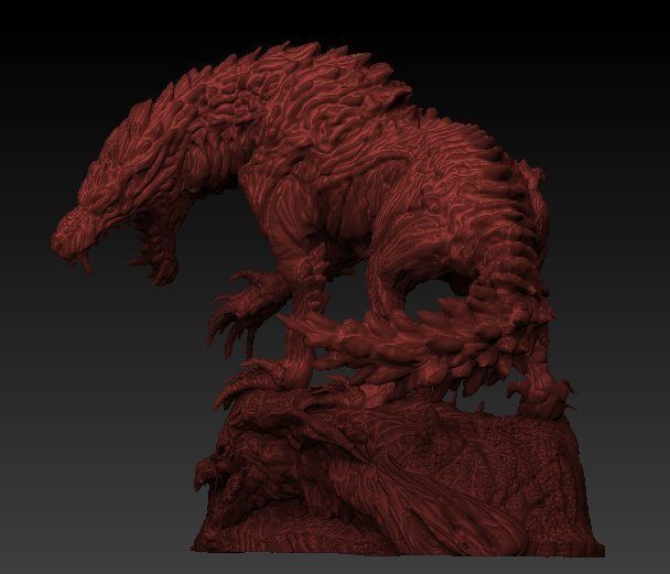 Monster hunter Odogaron statue 3D model_6