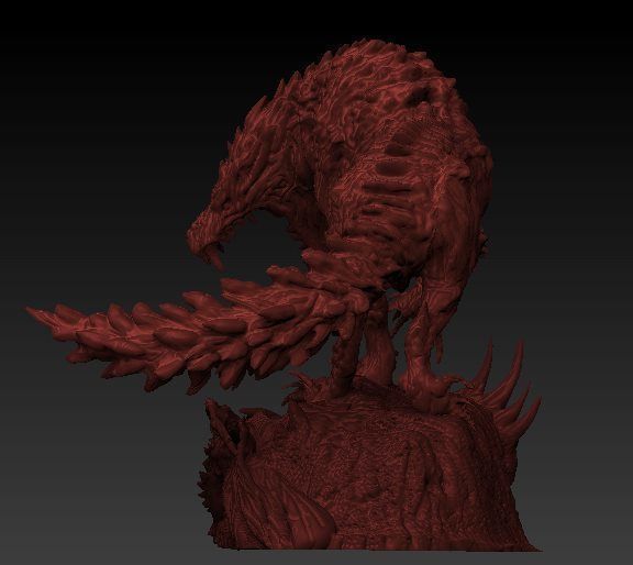 Monster hunter Odogaron statue 3D model_5