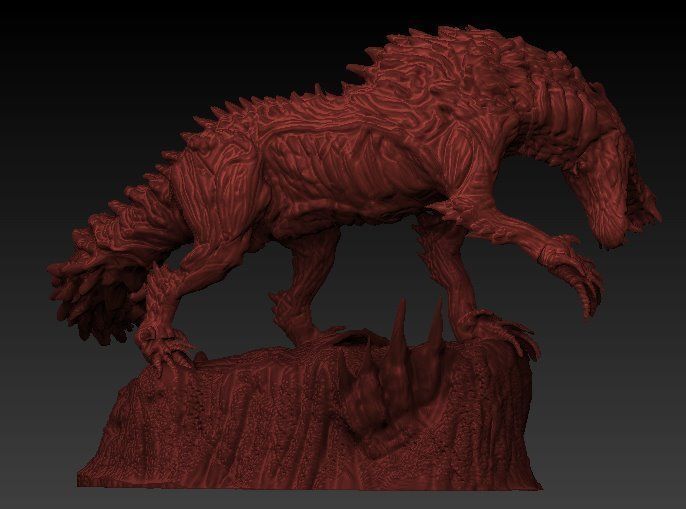 Monster hunter Odogaron statue 3D model_4