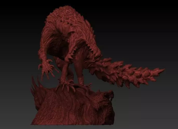 Monster hunter Odogaron statue 3D model_0