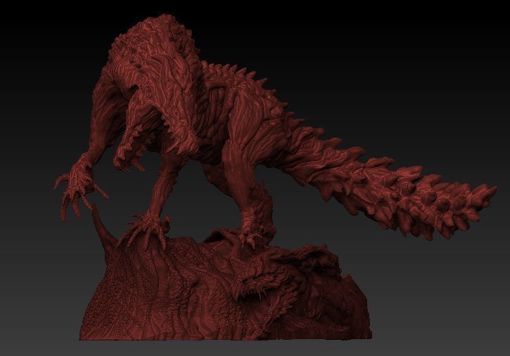 Monster hunter Odogaron statue 3D model_7