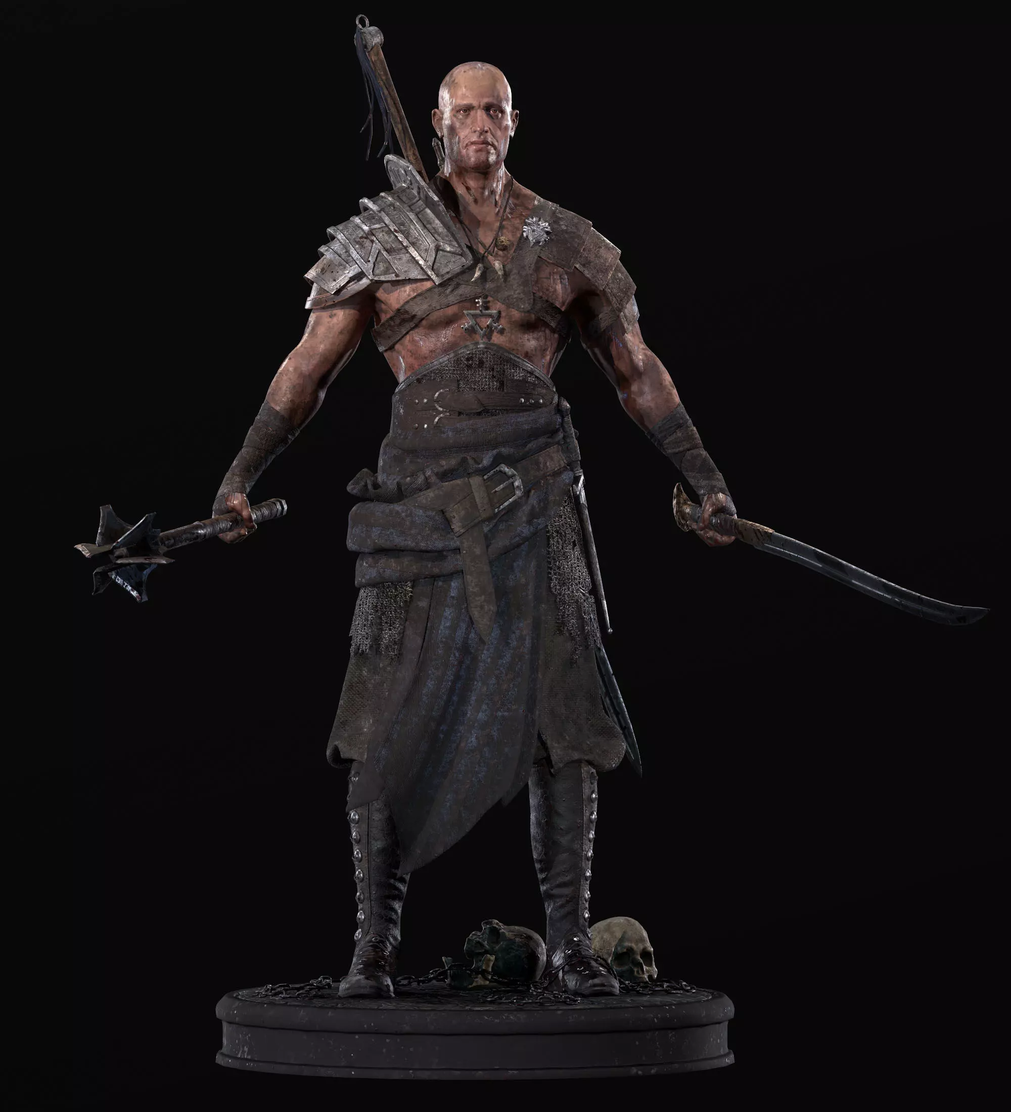 Exotic Warrior Mercenary  Low-poly 3D model_0