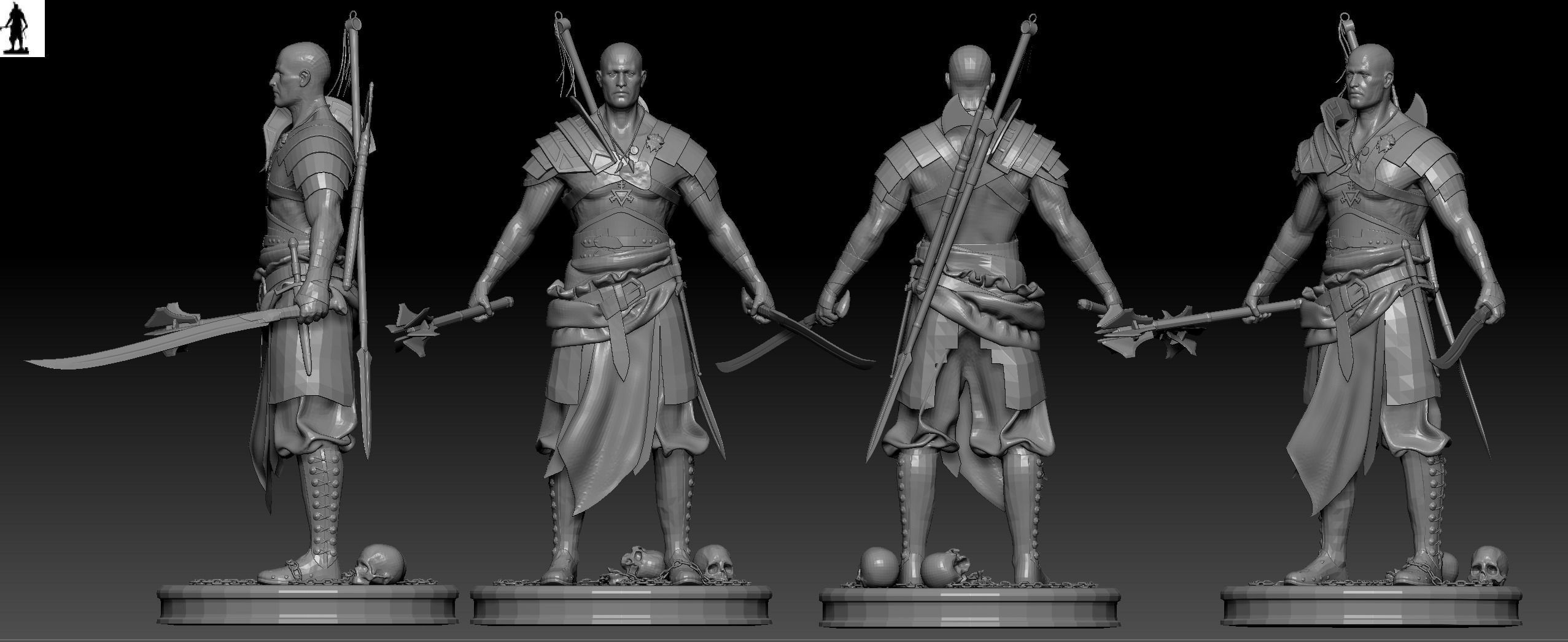 Exotic Warrior Mercenary  Low-poly 3D model_11