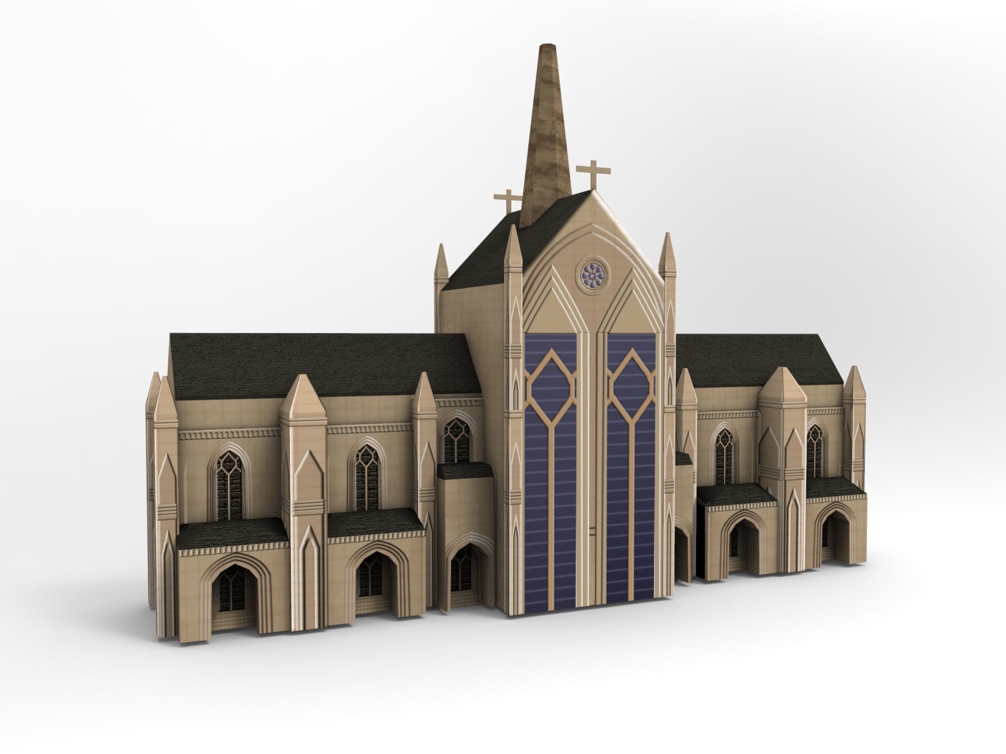 Christian Church Low-poly 3D model_4