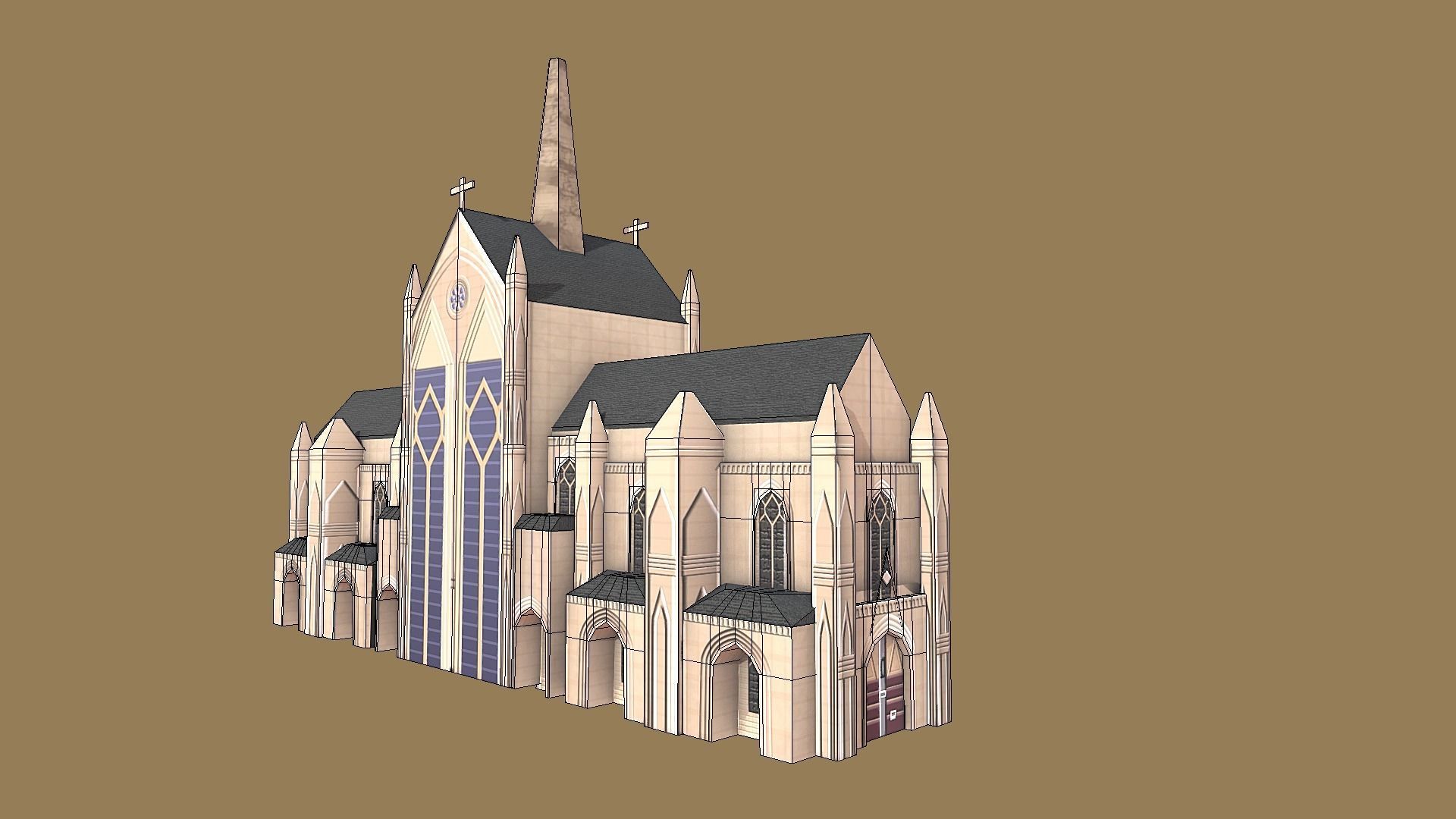 Christian Church Low-poly 3D model_8