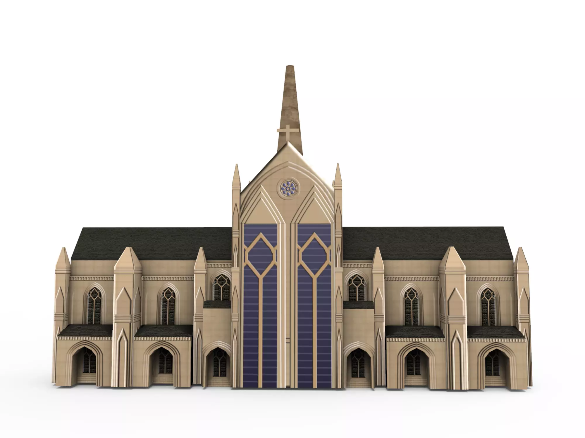 Christian Church Low-poly 3D model_0