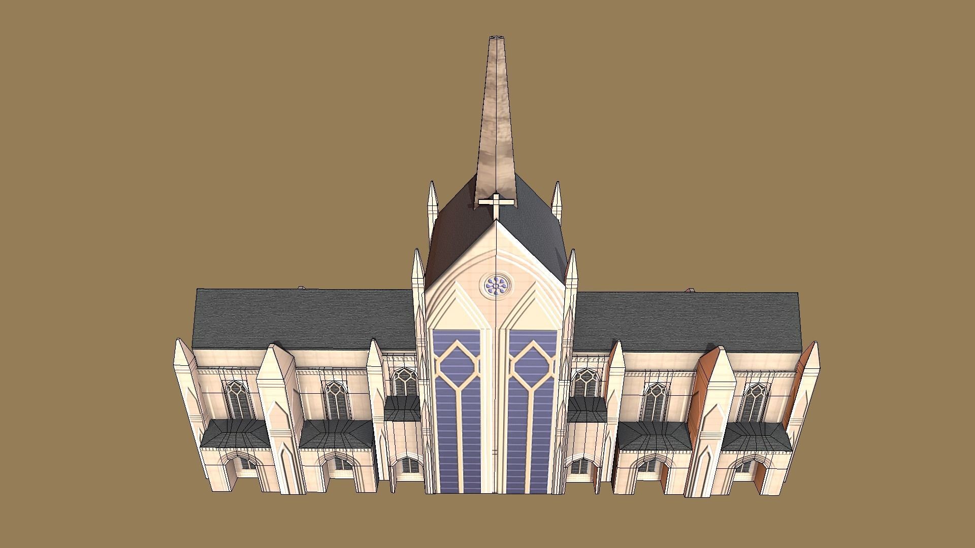Christian Church Low-poly 3D model_9