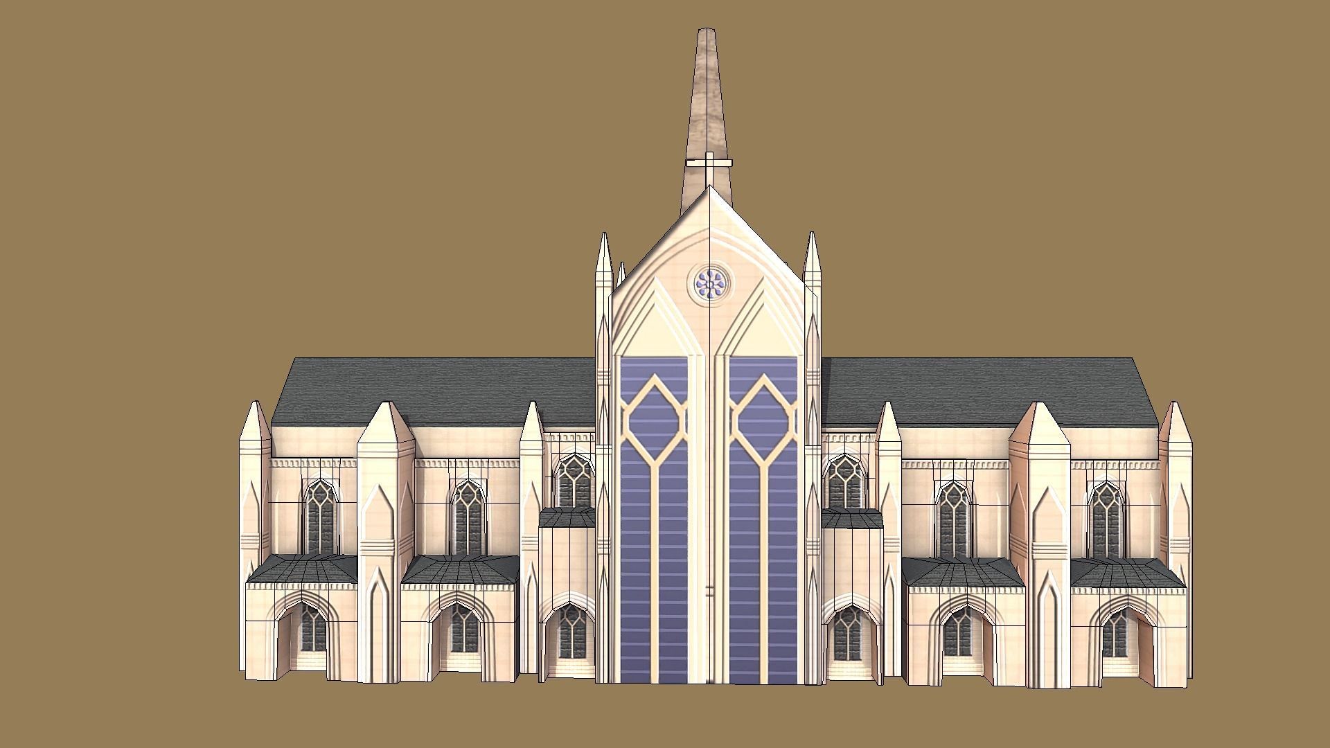Christian Church Low-poly 3D model_7