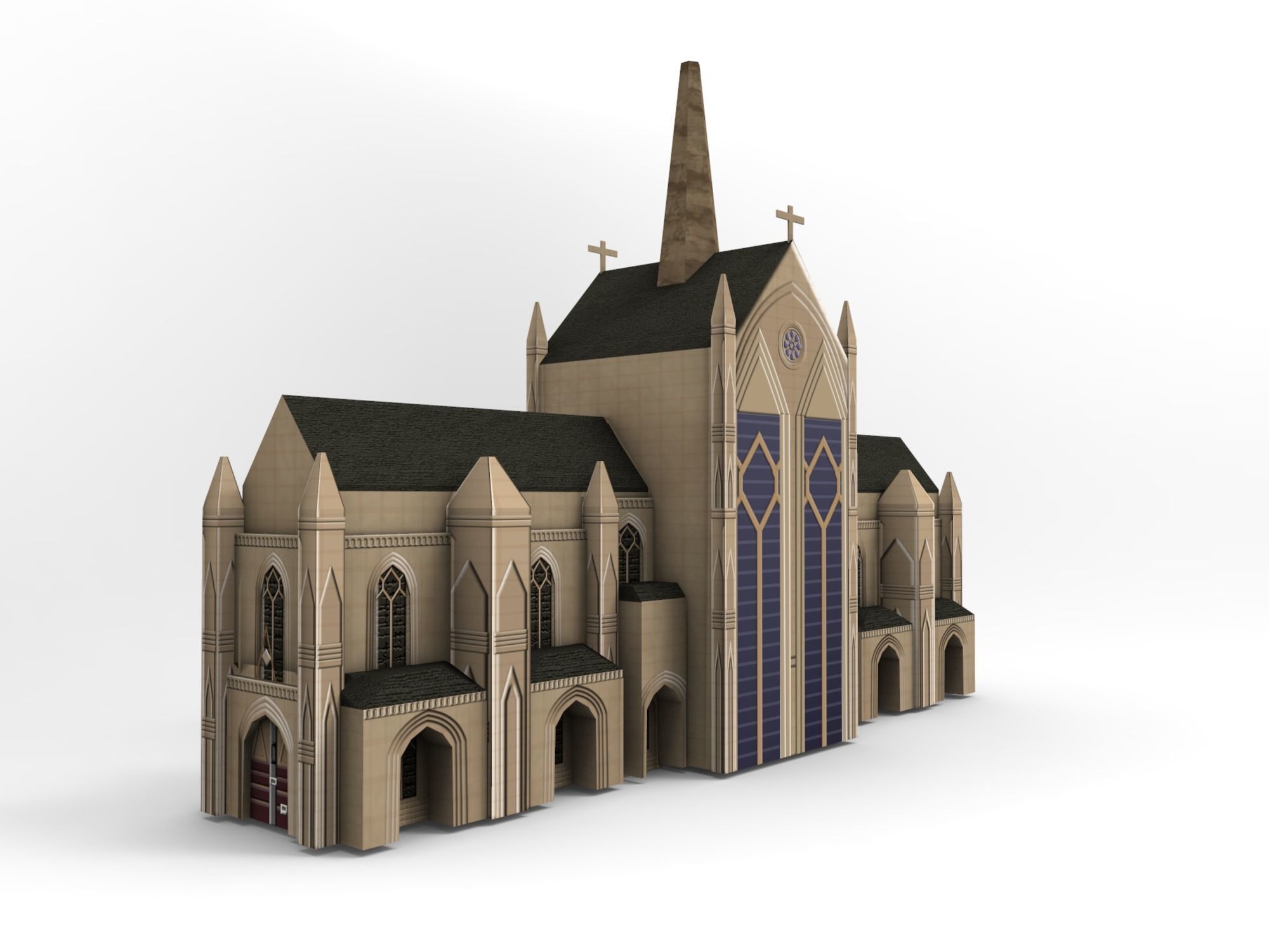 Christian Church Low-poly 3D model_3