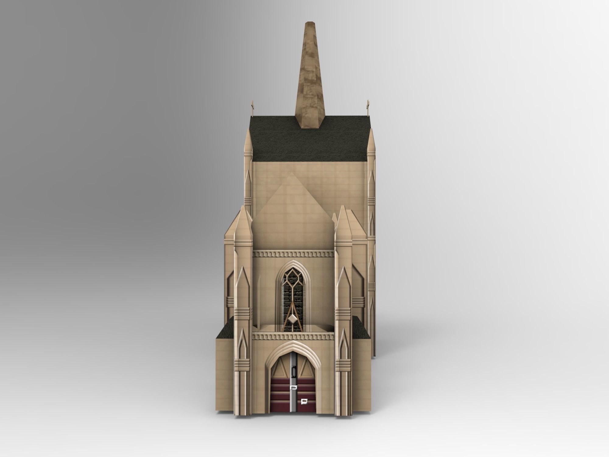 Christian Church Low-poly 3D model_2