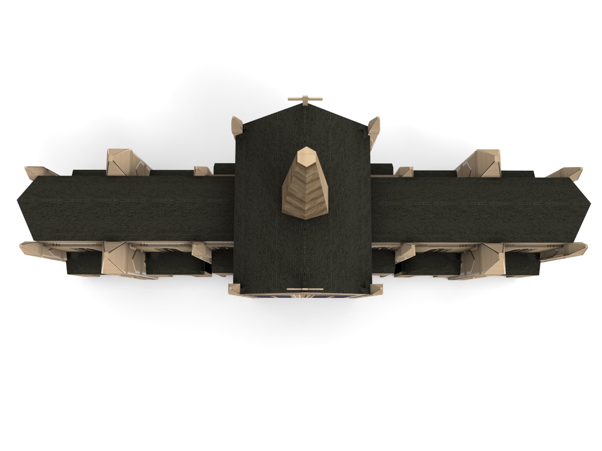 Christian Church Low-poly 3D model_5