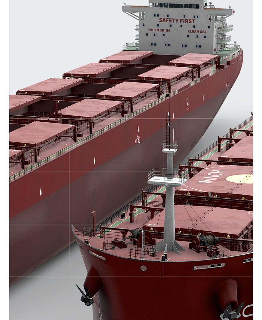Bulk carrier red 3D model_1