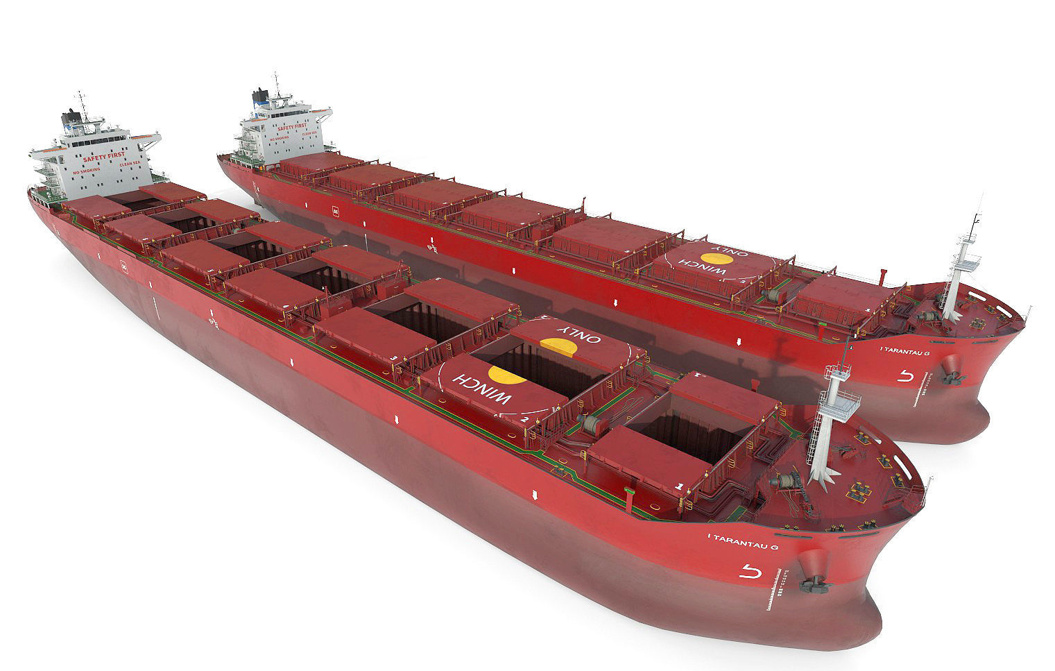 Bulk carrier red 3D model_2