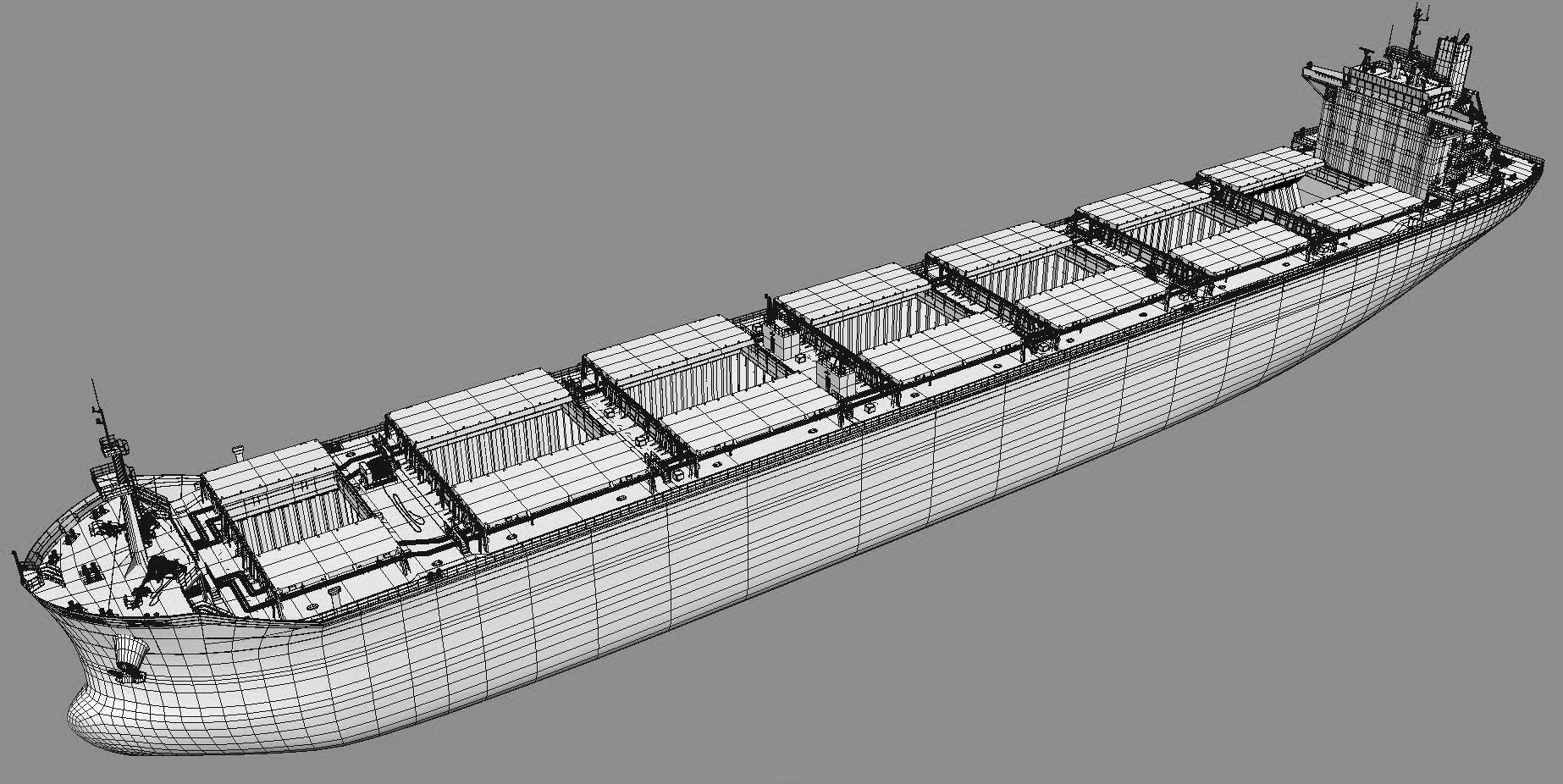 Bulk carrier red 3D model_13