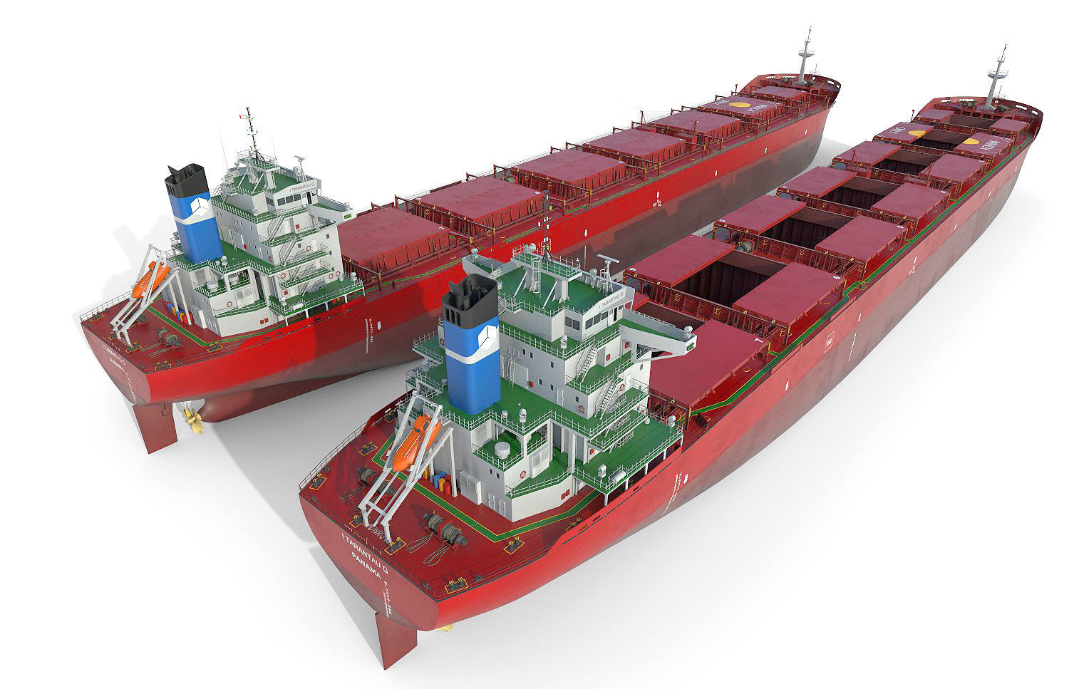 Bulk carrier red 3D model_9