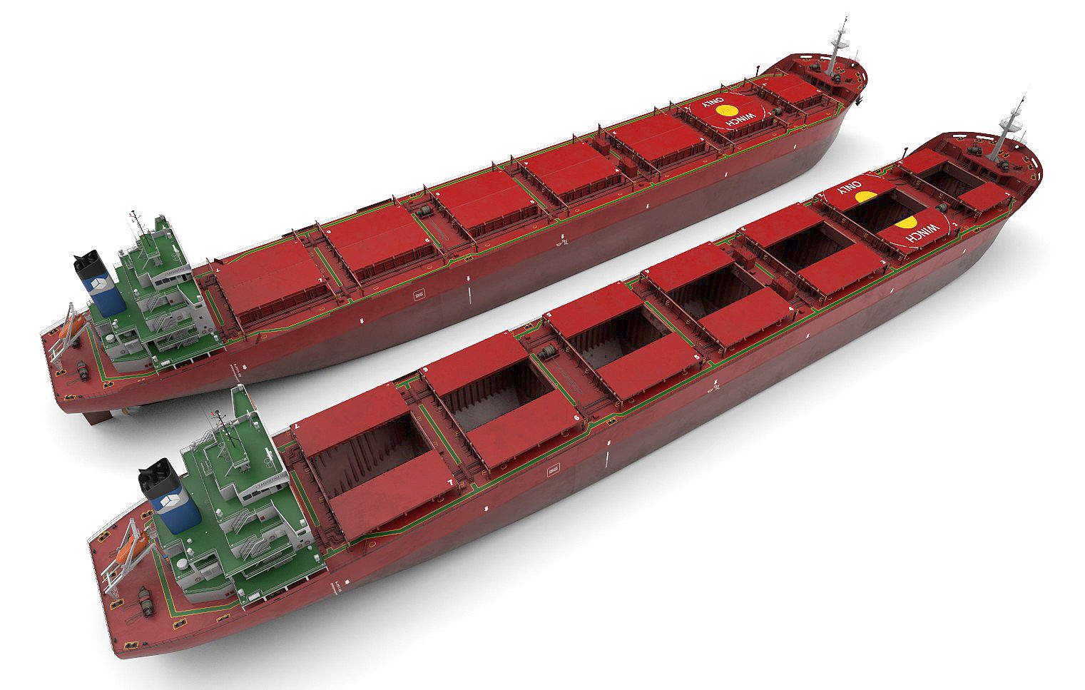 Bulk carrier red 3D model_10
