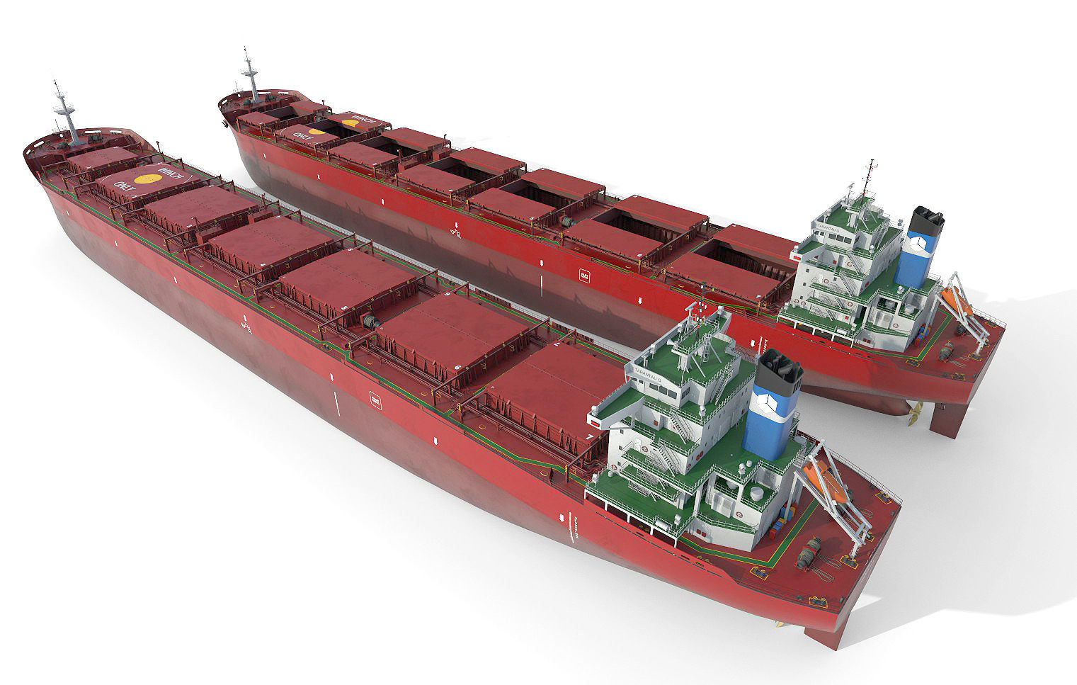 Bulk carrier red 3D model_8