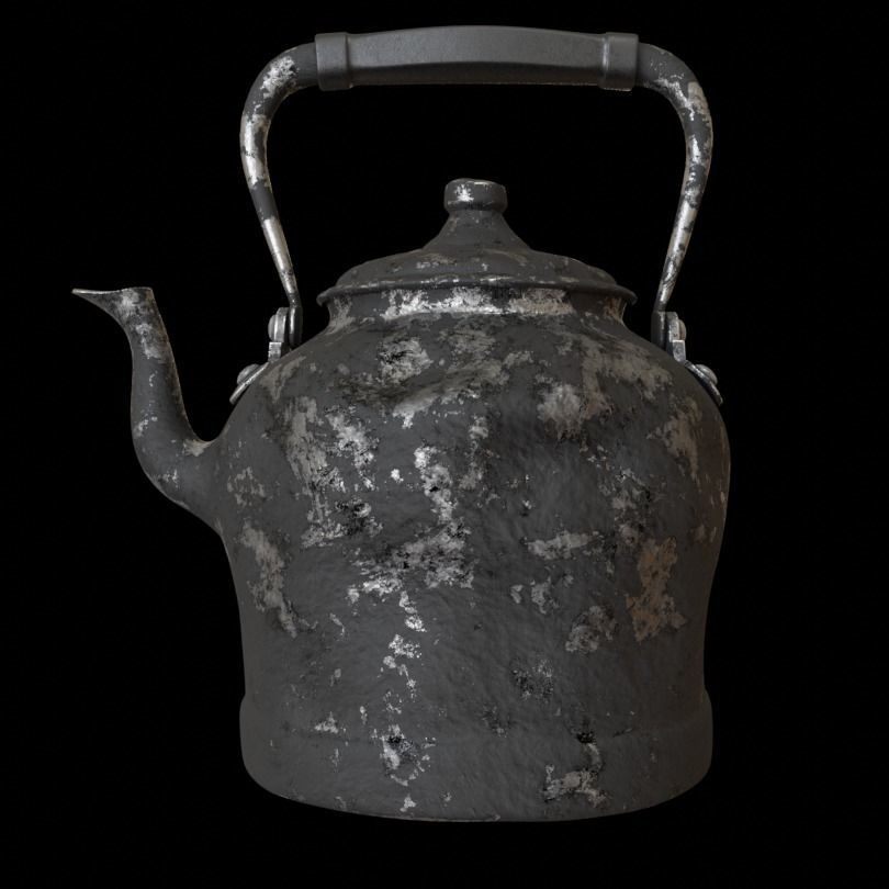 Old rusty kettle 3D model_2