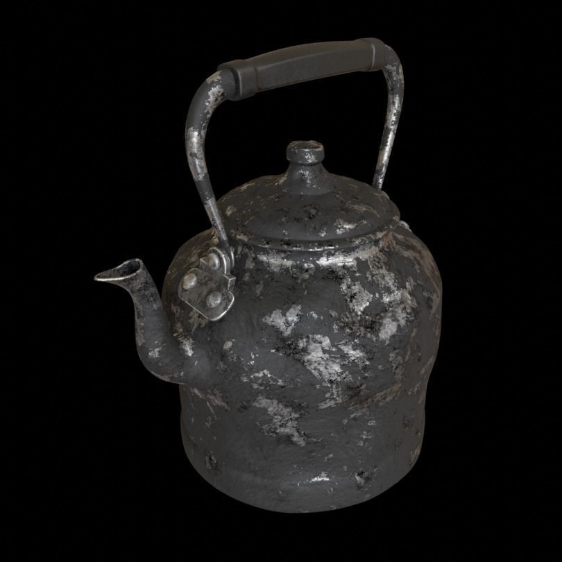 Old rusty kettle 3D model_1