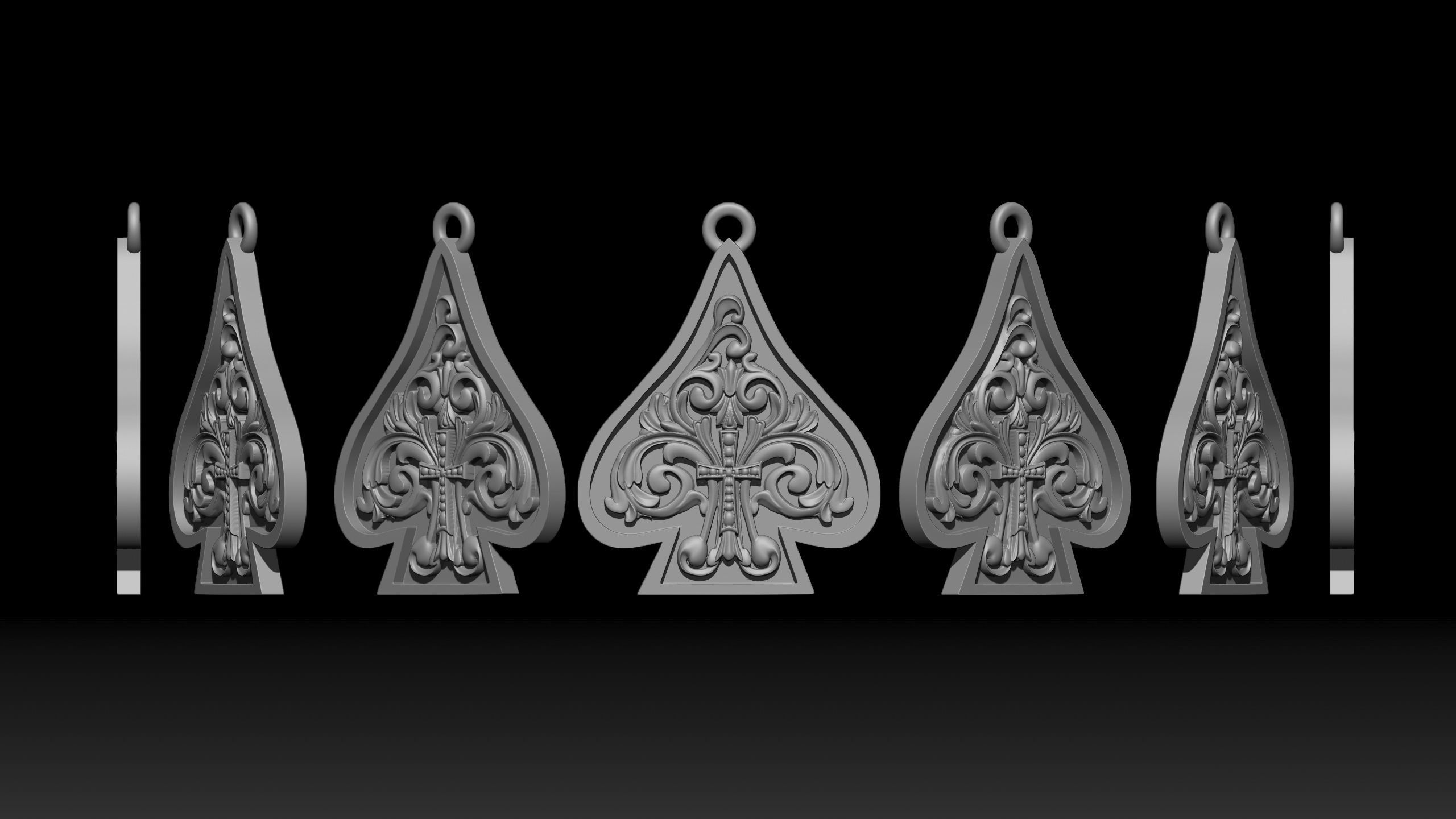 Ace Of Spades Pendant Necklace 3D print model_3