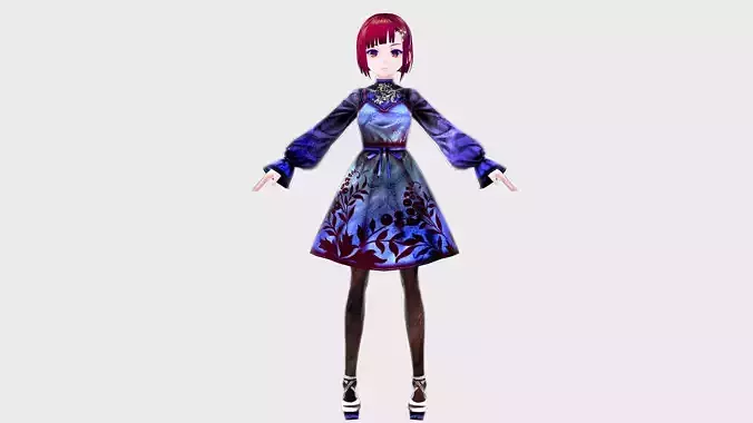 ANIME MODEL 3D RIGGED T-POSE SHAPE KEYS 3D model