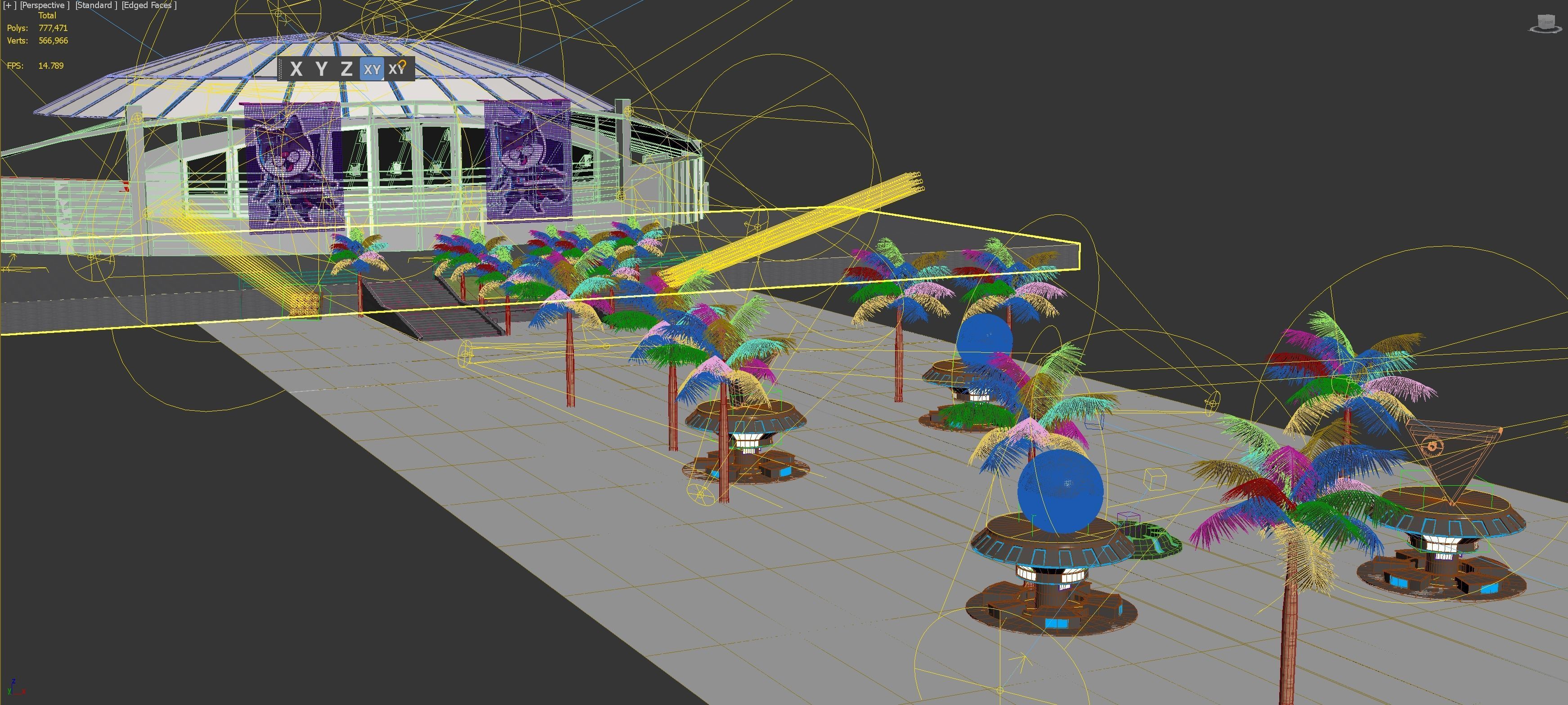 Stadium with alley shops 3D model_4