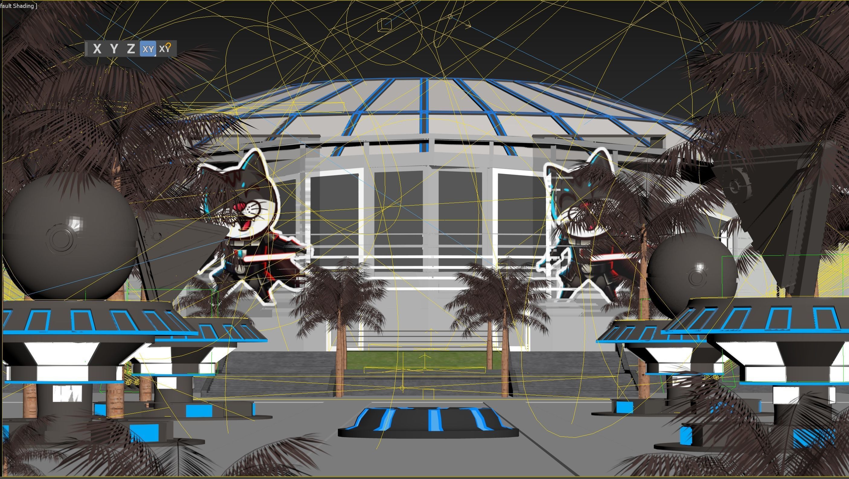 Stadium with alley shops 3D model_2