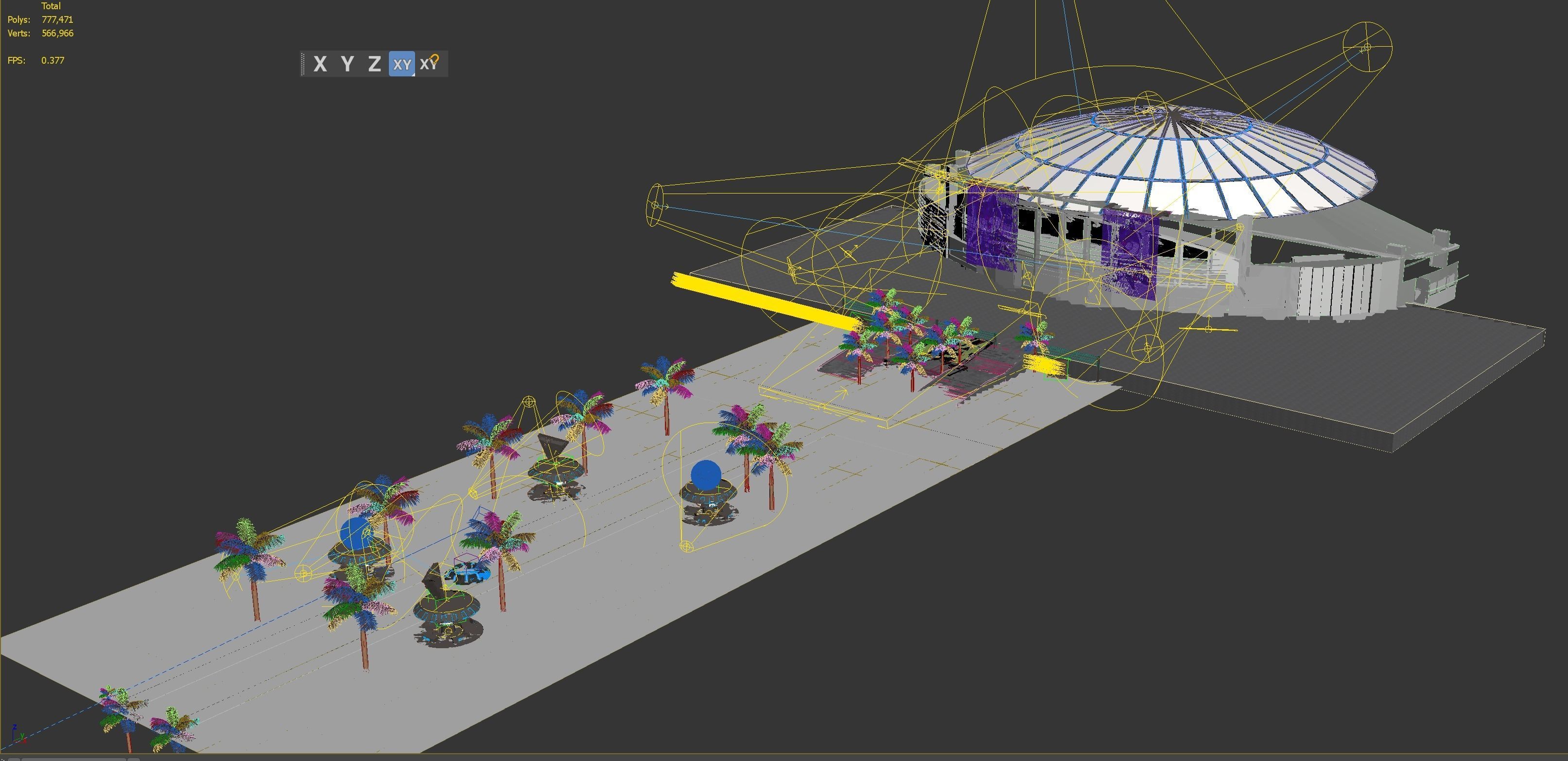 Stadium with alley shops 3D model_5