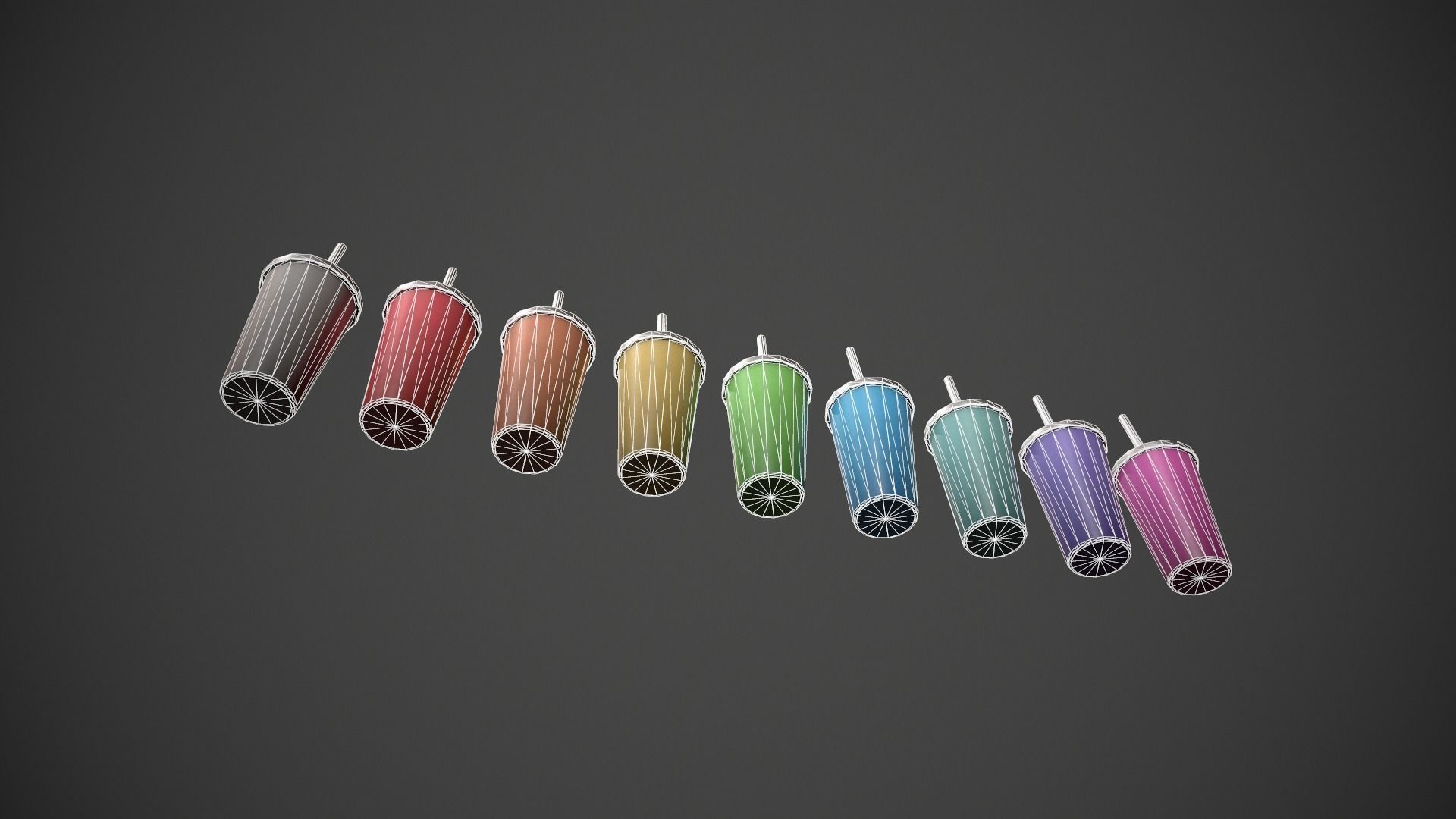 Tumbler with Straw - Colour Variations Low-poly 3D model_14