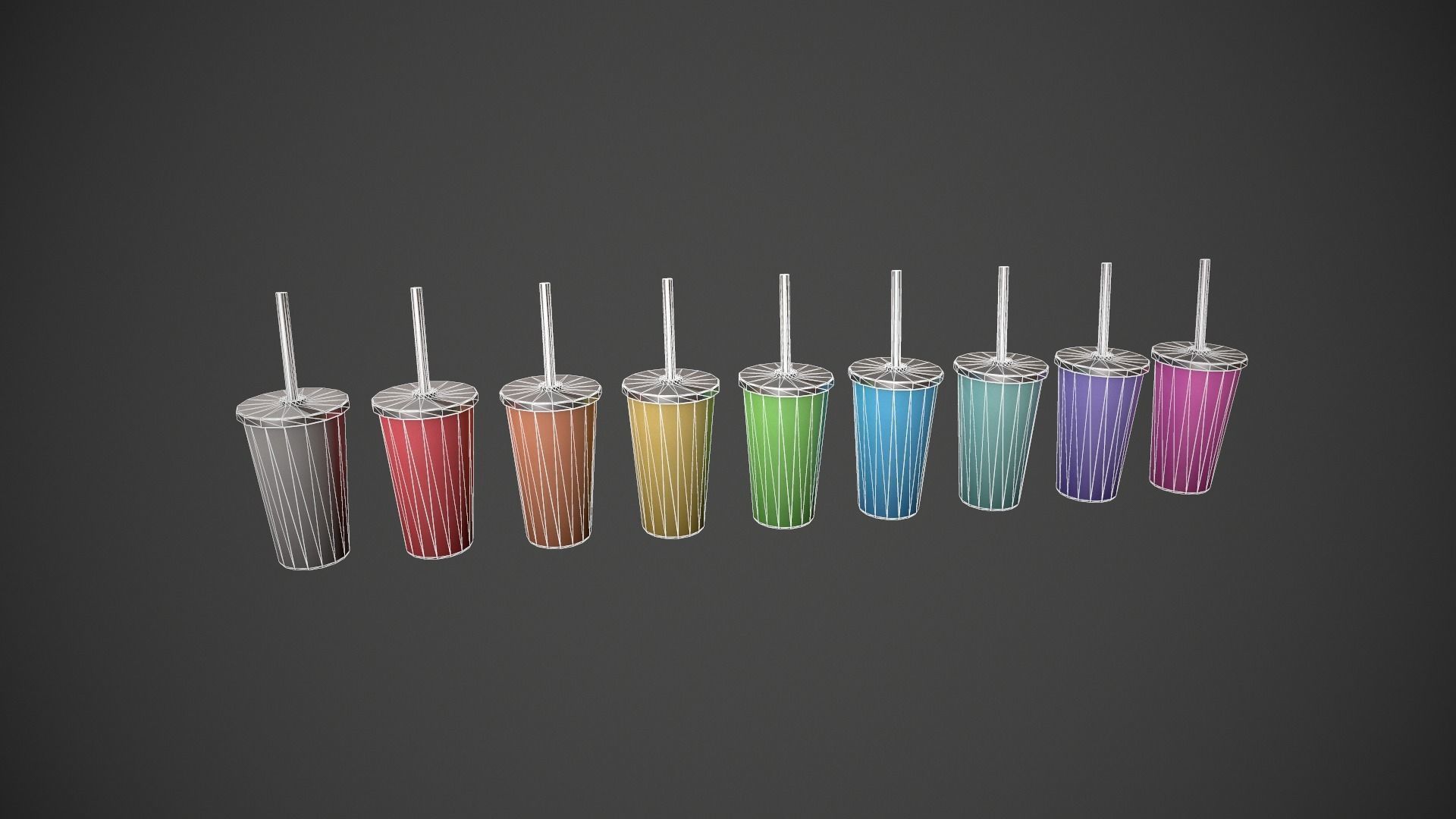 Tumbler with Straw - Colour Variations Low-poly 3D model_1