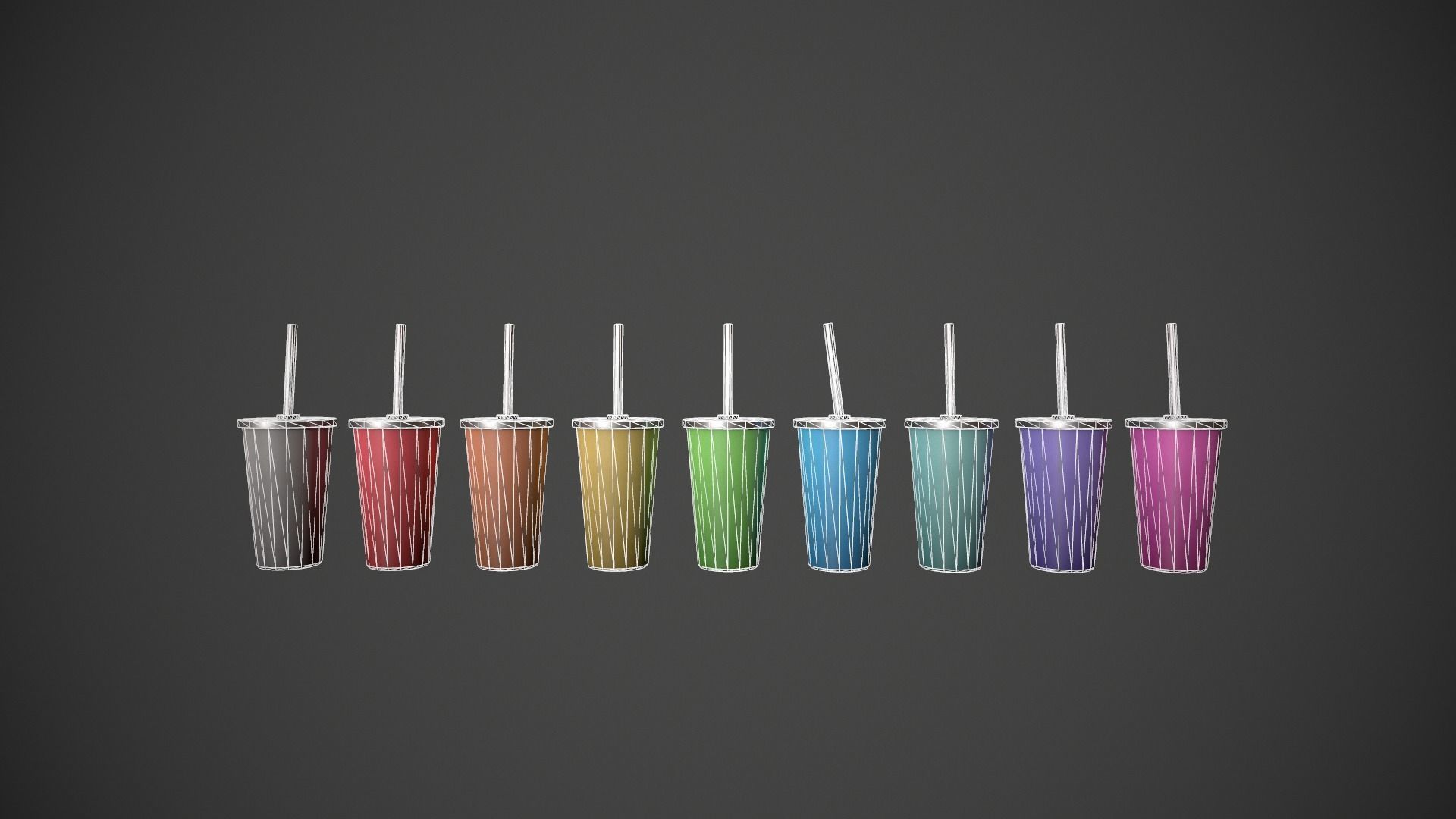 Tumbler with Straw - Colour Variations Low-poly 3D model_13