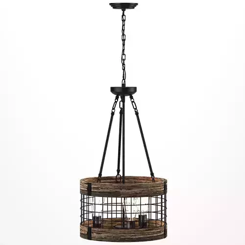 Rustic Wooden Chandelier 02 3D model