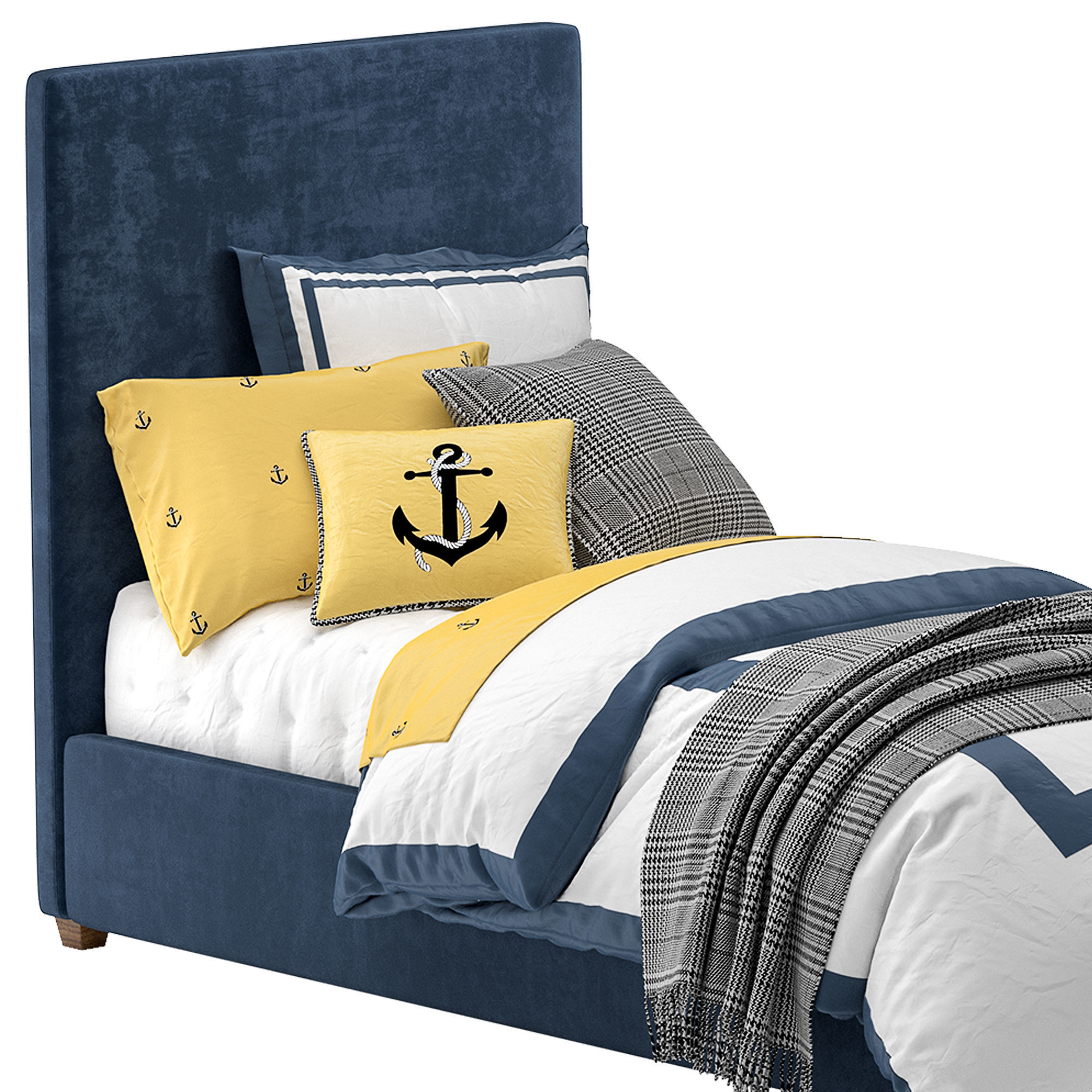 Raleigh Upholstered Square Bed  - Headboard 3D model_2